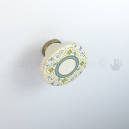 Pomello per mobile ceramica avorio decorata Metal Style