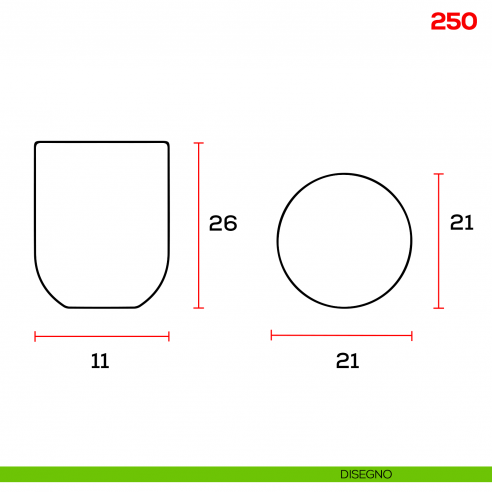 Pomello per mobile 250 Mital - disegno