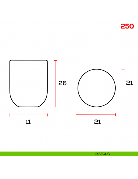 Pomello per mobile 250 Mital - disegno