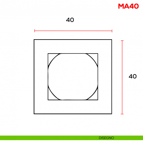 Maniglia incasso per mobile Mital MA40 - disegno