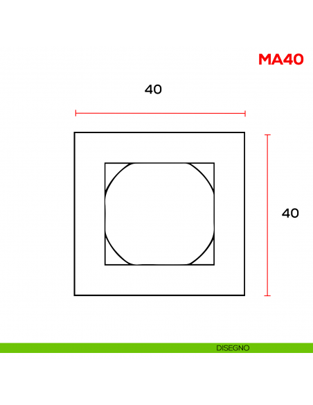 Maniglia incasso per mobile Mital MA40 - disegno