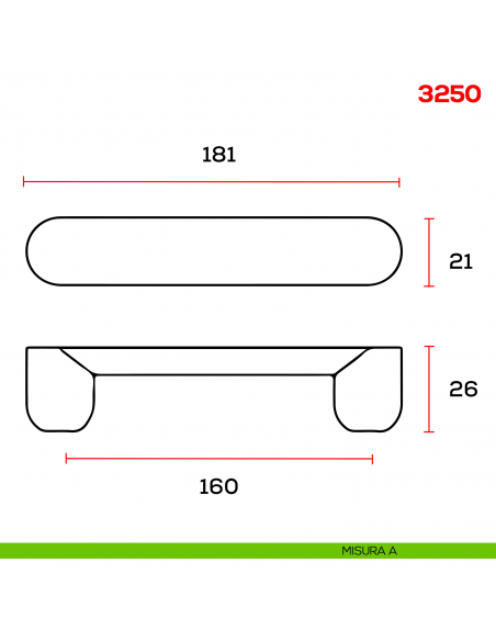 Maniglia per mobile 3250 Mital interasse misura A