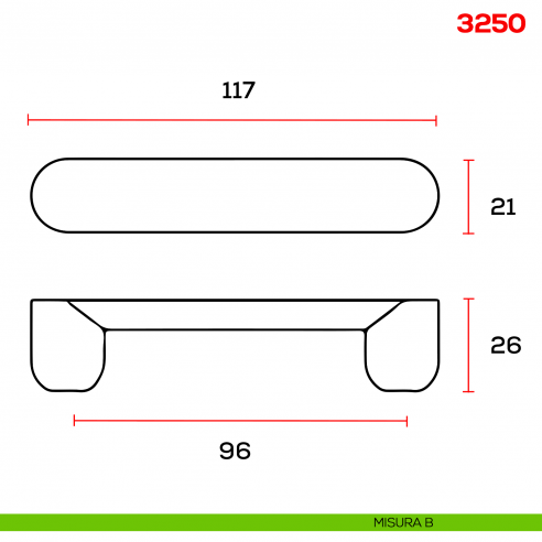 Maniglia per mobile 3250 Mital interasse misura B