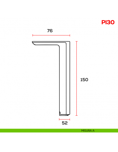 Piedino regolabile quadrato per mobile in zama PI 30 Mital - misura A