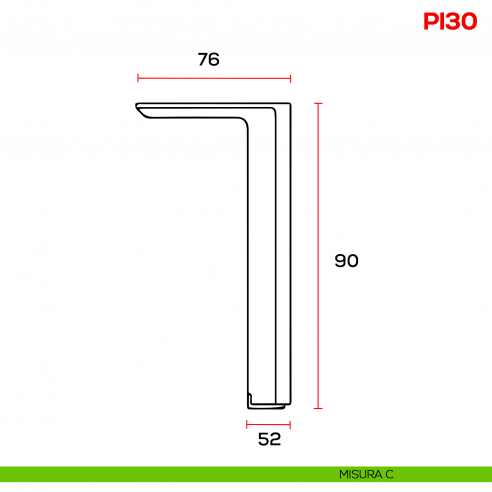 Piedino regolabile quadrato per mobile in zama PI 30 Mital - misura C
