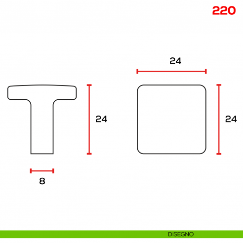 Pomello per mobile 220 Mital - disegno