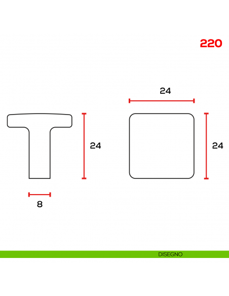 Pomello per mobile 220 Mital - disegno
