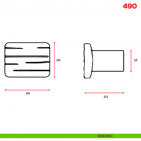 Pomello per mobile 490 Mital - disegno