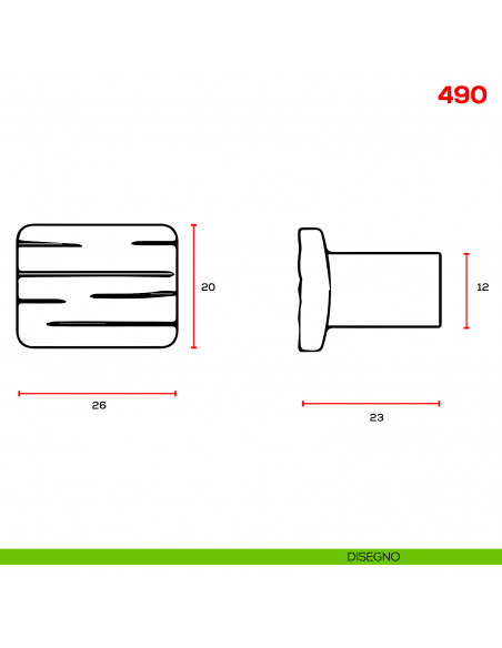 Pomello per mobile 490 Mital - disegno