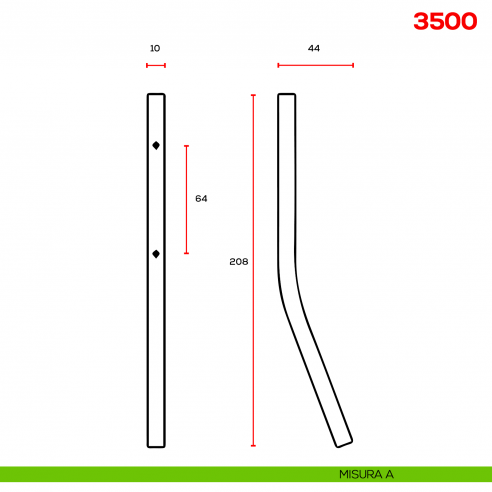 Maniglia per mobile 3500 Mital - disegno misura A