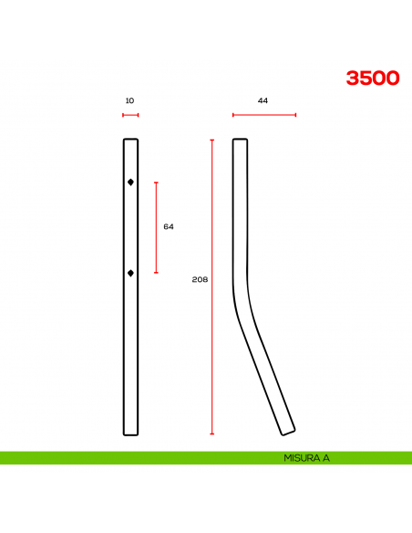 Maniglia per mobile 3500 Mital - disegno misura A