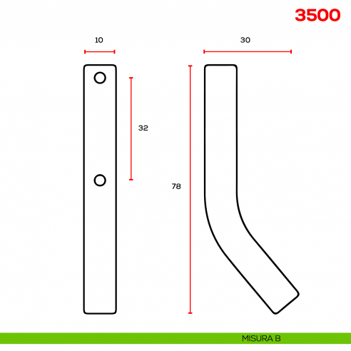 Maniglia per mobile 3500 Mital - disegno misura B