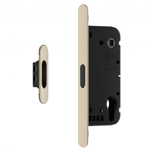 Serratura magnetica Dnd Vertical cilindro yale interasse 85 mm - oro champagne satinato